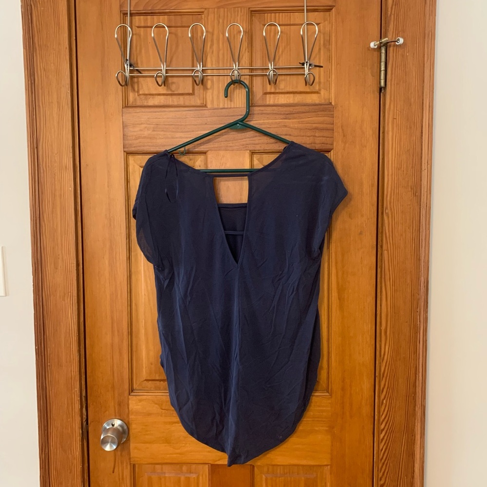 Sienna Sky Blue Asymmetrical Cut Out Blouse - Picture 2 of 2